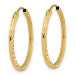 Load image into Gallery viewer, 14k Yellow Gold 24mm x 1.35mm Diamond Cut Round Endless Hoop Earrings