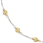 Lataa kuva Galleria-katseluun, Sterling Silver Gold Plated Peace Sign Symbol Adjustable Anklet