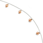 Afbeelding in Gallery-weergave laden, Sterling Silver Rose Gold Plated Heart Dangle Charm Adjustable Anklet