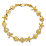將圖片載入圖庫檢視器 14k Yellow Gold Sand Dollar Seashell Scallop Conch Shell Starfish Ocean Sea Beach Bracelet
