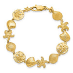 Load image into Gallery viewer, 14k Yellow Gold Sand Dollar Starfish Seashell Scallop Shell Ocean Sea Beach Bracelet
