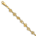 將圖片載入圖庫檢視器 14k Yellow Gold Sand Dollar Seashell Conch Shell Starfish Ocean Sea Beach Bracelet