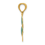 Carica l'immagine nel visualizzatore di Gallery, 14k Yellow Gold Green Enamel Good Luck Four Leaf Clover Pendant Charm