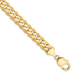 將圖片載入圖庫檢視器 14k Yellow Gold 9.5mm Beveled Curb Link Bracelet Anklet Necklace Pendant Chain