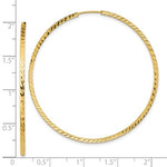 將圖片載入圖庫檢視器 14k yellow gold 50mm x 1.35mm diamond cut round endless hoop earrings