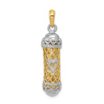 Lade das Bild in den Galerie-Viewer, 14k Gold Two Tone Mezuzah 3D Pendant Charm