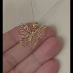 Load and play video in Gallery viewer, 14k Yellow Gold Large Butterfly Pendant Charm
