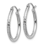 Carica l'immagine nel visualizzatore di Gallery, 14K White Gold Diamond Cut Round Hoop Textured Earrings 20mm x 2mm
