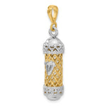 Lade das Bild in den Galerie-Viewer, 14k Gold Two Tone Mezuzah 3D Pendant Charm