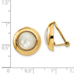 Ladda upp bild till gallerivisning, 14k Yellow Gold Mother of Pearl Non Pierced Omega Clip On Stud Earrings
