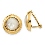 Ladda upp bild till gallerivisning, 14k Yellow Gold Mother of Pearl Non Pierced Omega Clip On Stud Earrings
