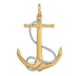 Ladda upp bild till gallerivisning, 14k Yellow 14k White Gold Two Tone Anchor Rope 3D Large Pendant Charm
