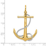 Ladda upp bild till gallerivisning, 14k Yellow 14k White Gold Two Tone Anchor Rope 3D Large Pendant Charm