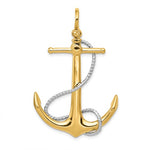 Ladda upp bild till gallerivisning, 14k Yellow 14k White Gold Two Tone Anchor Rope 3D Large Pendant Charm