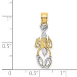Load image into Gallery viewer, 14k Yellow White Gold Two Tone Lobster Pendant Charm