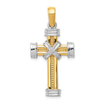 Load image into Gallery viewer, 14k Gold Two Tone Latin Cross Open Back Pendant Charm