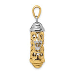 Lade das Bild in den Galerie-Viewer, 14k Gold Two Tone Mezuzah 3D Pendant Charm