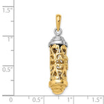 Lade das Bild in den Galerie-Viewer, 14k Gold Two Tone Mezuzah 3D Pendant Charm