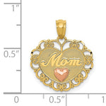 Load image into Gallery viewer, 14k Gold Two Tone Mom Heart Pendant Charm