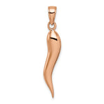 Carica l'immagine nel visualizzatore di Gallery, 14k Rose Gold Lucky Italian Horn 3D Pendant Charm