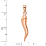 Carica l'immagine nel visualizzatore di Gallery, 14k Rose Gold Lucky Italian Horn 3D Pendant Charm