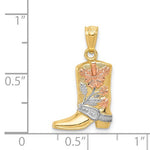 Cargar imagen en el visor de la galería, 14k Gold Tri Color Cowboy Cowgirl Boot Pendant Charm