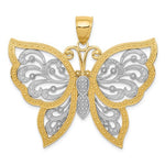 Carica l'immagine nel visualizzatore di Gallery, 14k Yellow Gold and Rhodium Butterfly Diamond Cut Pendant Charm