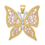 Carica l'immagine nel visualizzatore di Gallery, 14k Yellow Rose Gold and Rhodium Butterfly Pendant Charm