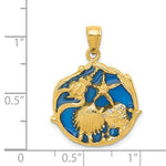 Load image into Gallery viewer, 14k Yellow Gold Blue Enamel Sand Dollar Starfish Scallop Clam Conch Shell Pendant Charm