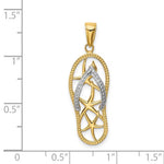 Load image into Gallery viewer, 14k Yellow White Gold Two Tone Flip Flop Slipper Sandal Starfish Pendant Charm