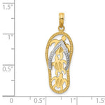 Lataa kuva Galleria-katseluun, 14k Yellow White Gold Flip Flop Slipper Sandal Turtles Pendant Charm