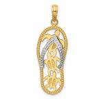 Lataa kuva Galleria-katseluun, 14k Yellow White Gold Flip Flop Slipper Sandal Turtles Pendant Charm