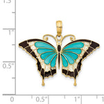 Charger l'image dans la galerie, 14k Yellow Gold with Enamel Blue Butterfly Pendant Charm