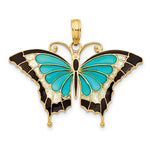 Charger l'image dans la galerie, 14k Yellow Gold with Enamel Blue Butterfly Pendant Charm