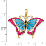 Carica l'immagine nel visualizzatore di Gallery, 14k Yellow Gold with Enamel Colorful Butterfly Pendant Charm
