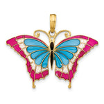 Carica l'immagine nel visualizzatore di Gallery, 14k Yellow Gold with Enamel Colorful Butterfly Pendant Charm