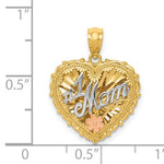 Załaduj obraz do przeglądarki galerii, 14k Gold Tri Color Mom Heart Pendant Charm