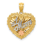 Załaduj obraz do przeglądarki galerii, 14k Gold Tri Color Mom Heart Pendant Charm
