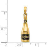 Ladda upp bild till gallerivisning, 14k Yellow Gold Enamel Champagne Bottle 3D Pendant Charm