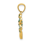 Carica l'immagine nel visualizzatore di Gallery, 14k Yellow Gold Green Enamel Good Luck Four Leaf Clover Pendant Charm
