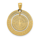 Load image into Gallery viewer, 14k Yellow Gold Dream Explore Discover Nautical Compass Pendant Charm