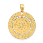 Load image into Gallery viewer, 14k Yellow Gold Dream Explore Discover Nautical Compass Pendant Charm