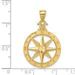 画像をギャラリービューアに読み込む, 14k Yellow Gold Diamond Cut Nautical Compass Medallion Pendant Charm