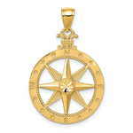 画像をギャラリービューアに読み込む, 14k Yellow Gold Diamond Cut Nautical Compass Medallion Pendant Charm