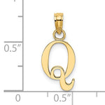 將圖片載入圖庫檢視器 14K Yellow Gold Uppercase Initial Letter Q Block Alphabet Pendant Charm