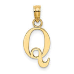 將圖片載入圖庫檢視器 14K Yellow Gold Uppercase Initial Letter Q Block Alphabet Pendant Charm