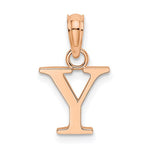 Ladda upp bild till gallerivisning, 14K Rose Gold Uppercase Initial Letter Y Block Alphabet Pendant Charm