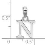 Cargar imagen en el visor de la galería, 14K White Gold Uppercase Initial Letter N Block Alphabet Pendant Charm