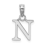 Cargar imagen en el visor de la galería, 14K White Gold Uppercase Initial Letter N Block Alphabet Pendant Charm