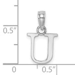 Cargar imagen en el visor de la galería, 14K White Gold Uppercase Initial Letter U Block Alphabet Pendant Charm